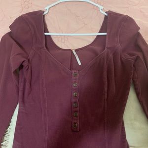 Free People long sleeve 1/2 button down top